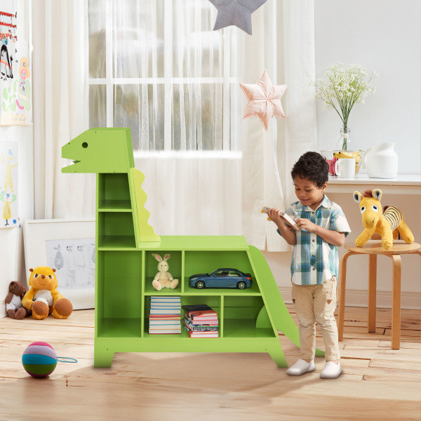 Solid Wood 30cm W Kids Book Cabinet in Green