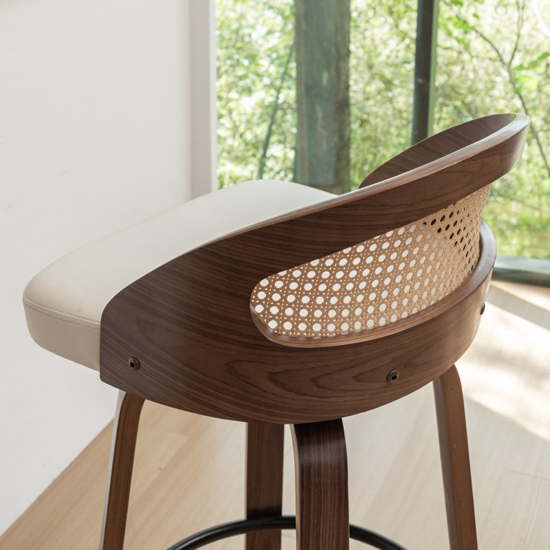 Swivel Upholstered Counter Stool, 63.5cm, Beige
