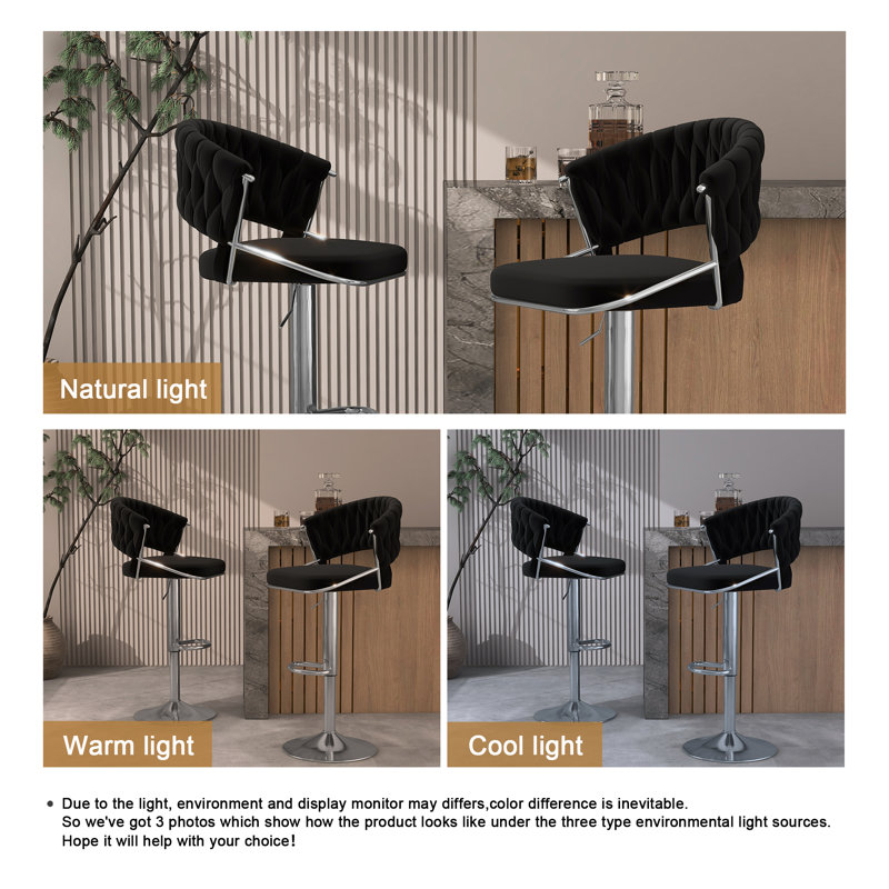 Tabouret de bar Christal, Noir, Argent argent