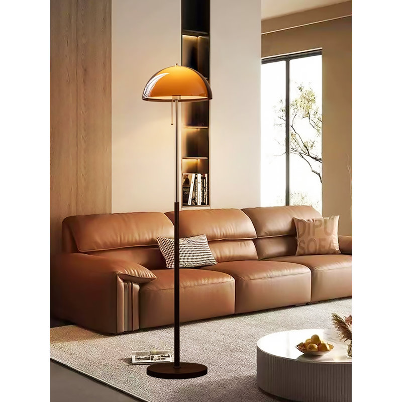American-Style Solid Wood and Acrylic Retro Floor Lamp