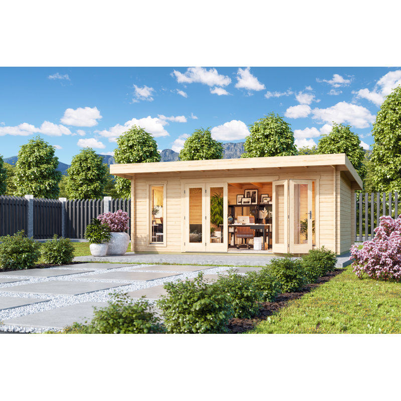 Lasita Sussex 2 - 19 x 12 Ft. Premium Log Cabin With Tempered Double Glazed Bifold Doors (44mm)