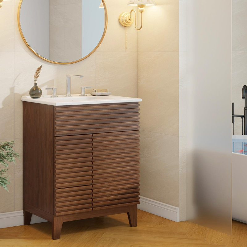 Ensemble de meuble-lavabo Mid-Century avec lavabo