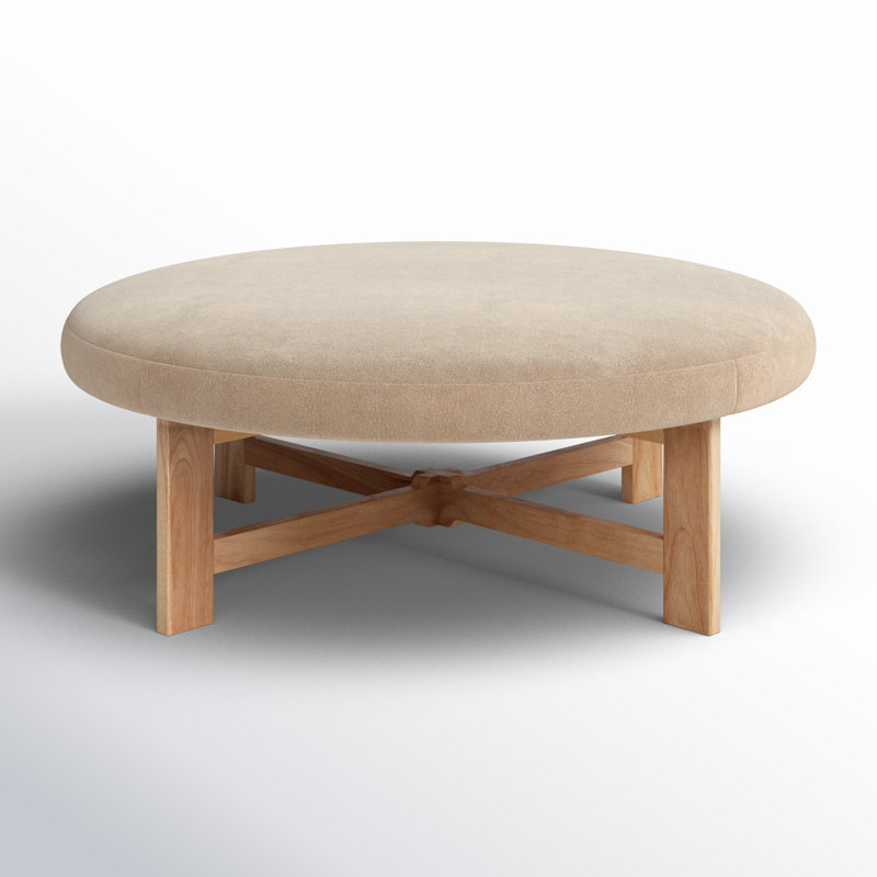 Varuna Upholstered Ottoman, Ivory Boucle