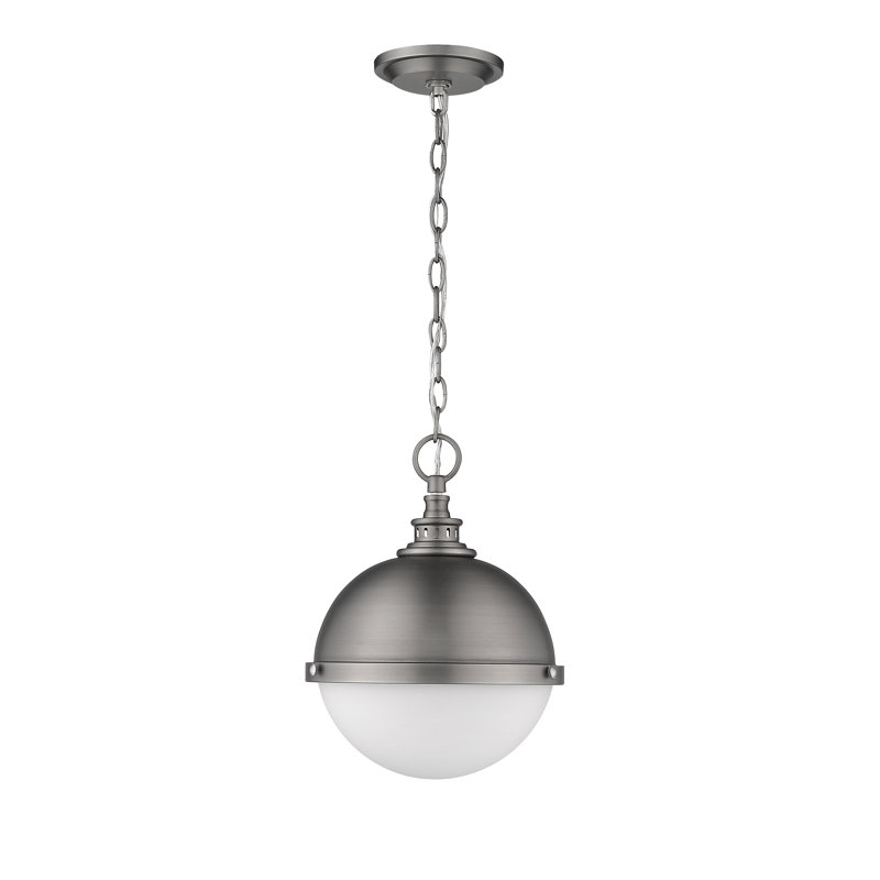 Luminaire suspendu sphère simple à 2 lumières Barriffe, Nickel antique