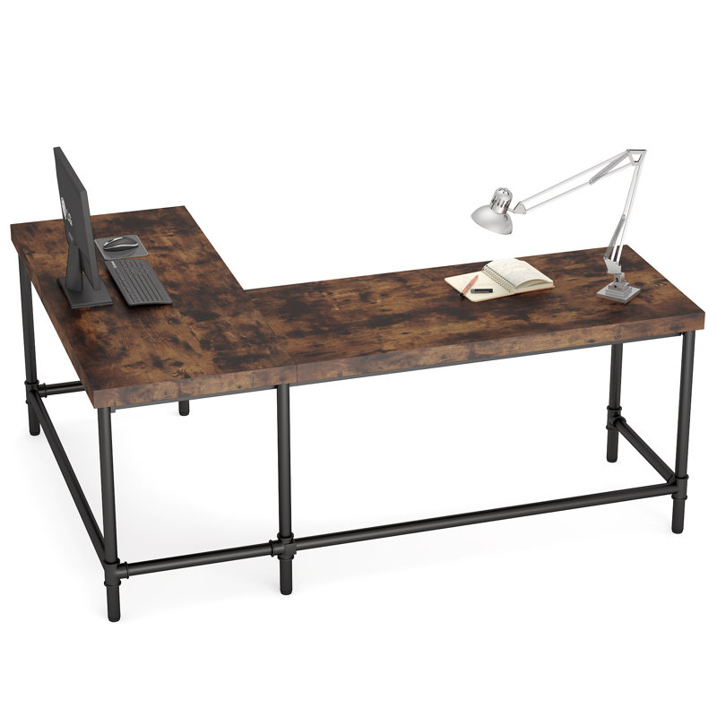 Aves L-Shaped Metal Base Computer Desk