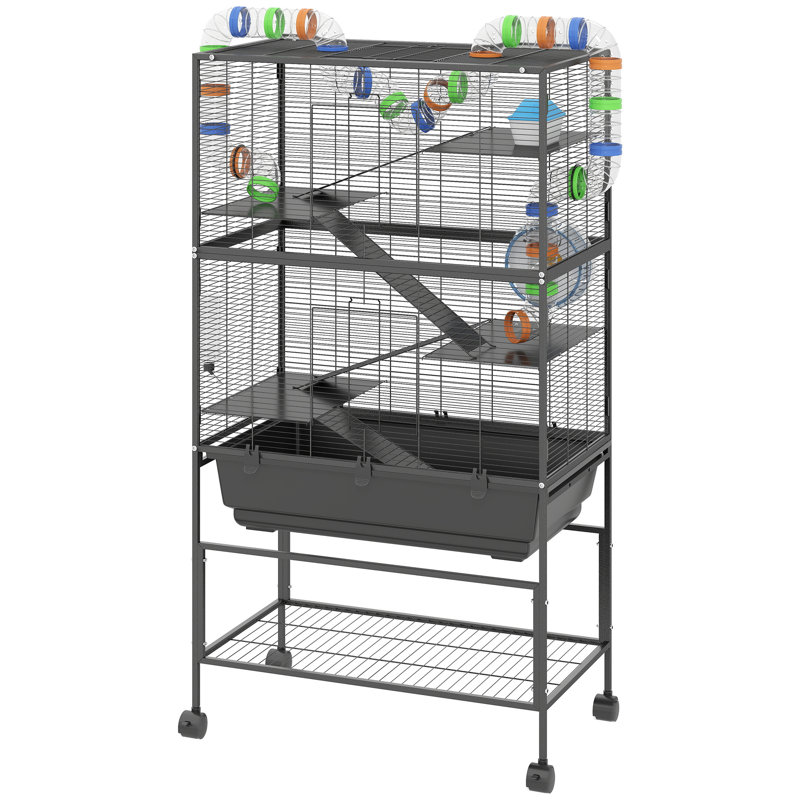 Cages et petits grands animaux, cage mobile en métal à 5 niveaux avec rangement