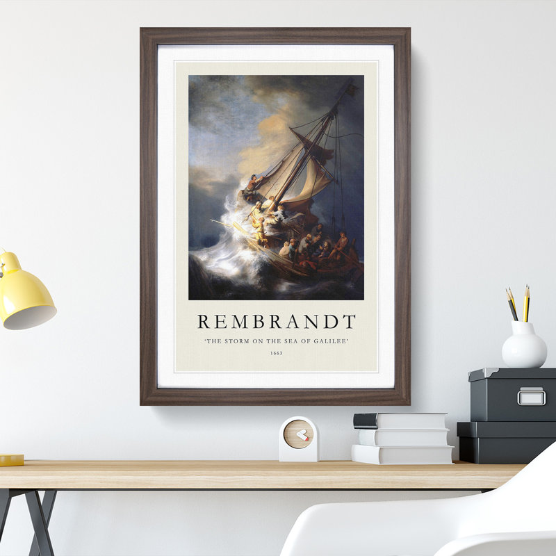 Christ in the Storm of Galilee by Rembrandt Van Rijn - Picture Frame Art Prints, Walnut, 65cm H x 48cm W x 2cm D