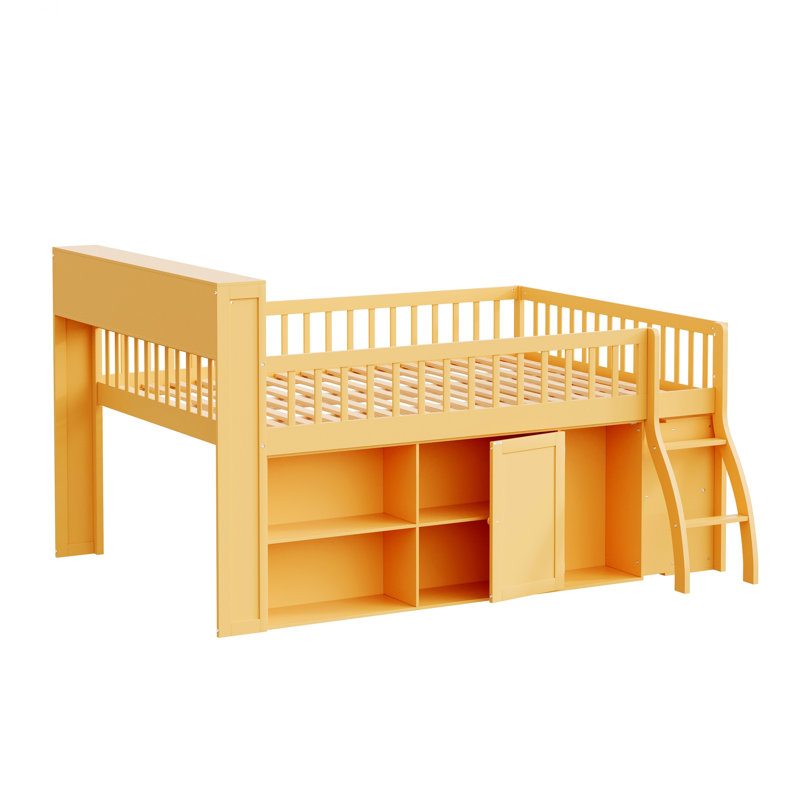 Lit mezzanine avec rangement, tête de lit avec lumière DEL, Lit double