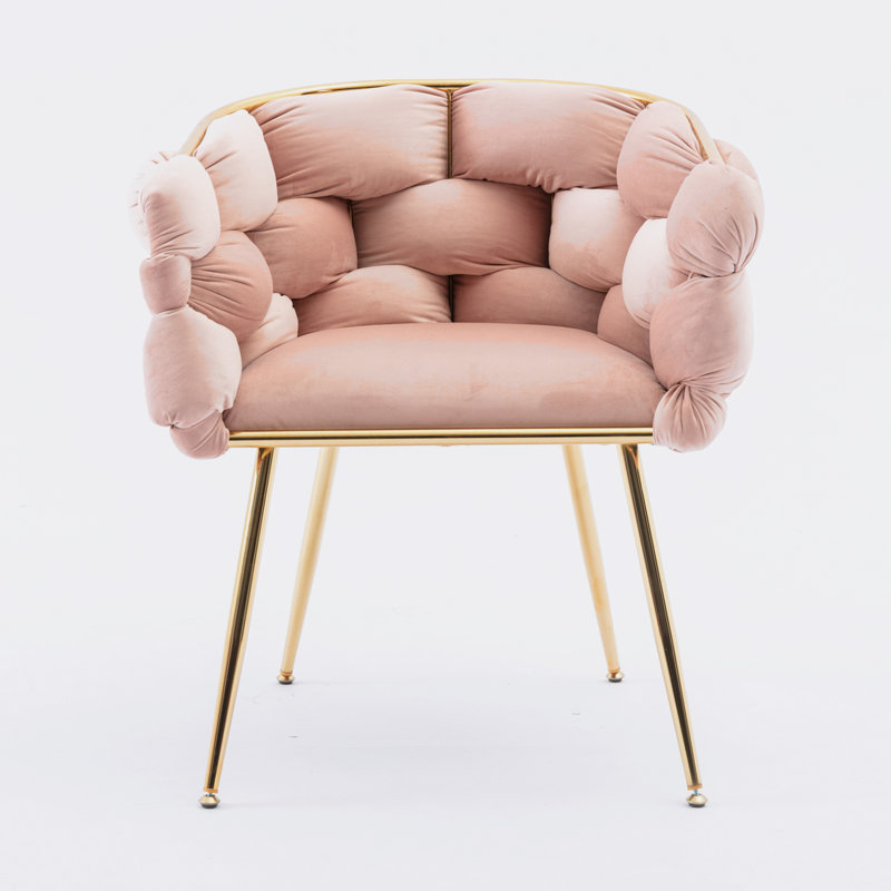 Hummera Upholstered Accent Chair, Pink Velvet, 1