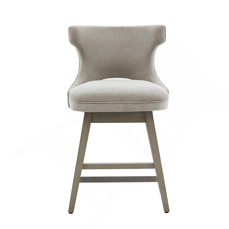 Tabouret de comptoir 25,75 po, Siège gris clair / structure naturelle