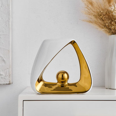 Home Decor Modern Art Statue en céramique Décoration de salon - Sculpture abstraite Décorations de table pour bureau de chambre à coucher