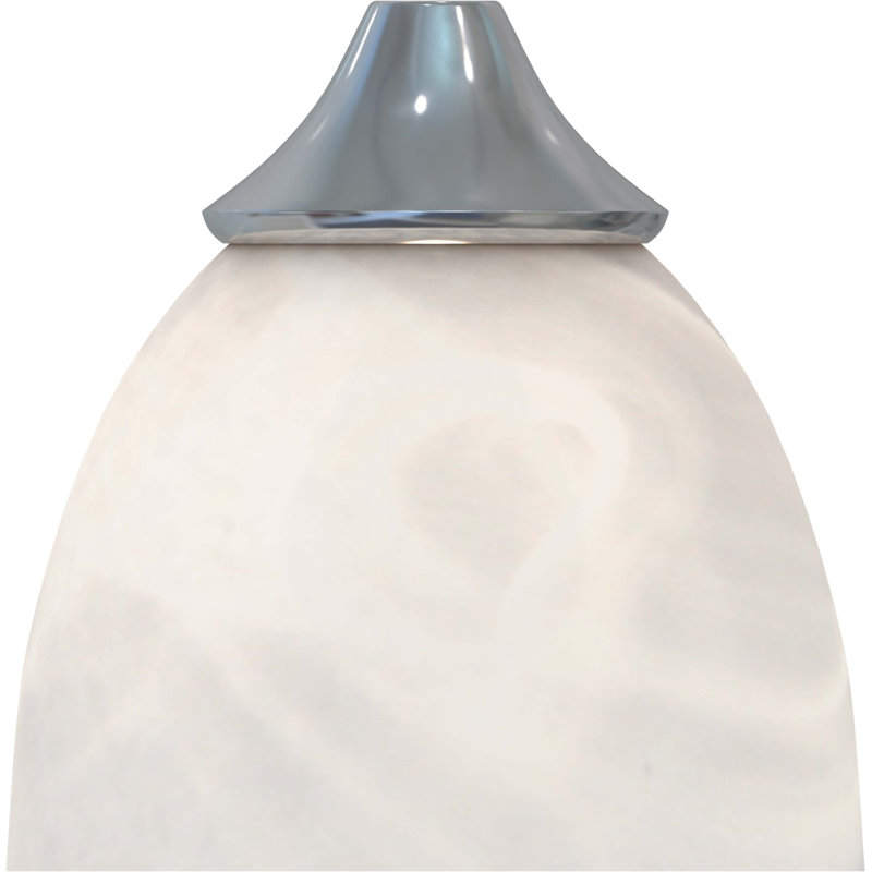 Ibtissem 1-Light Indoor Brushed Nickel Mini Single Pendant with Alabaster Glass Bell Shade, Brushed Nickel