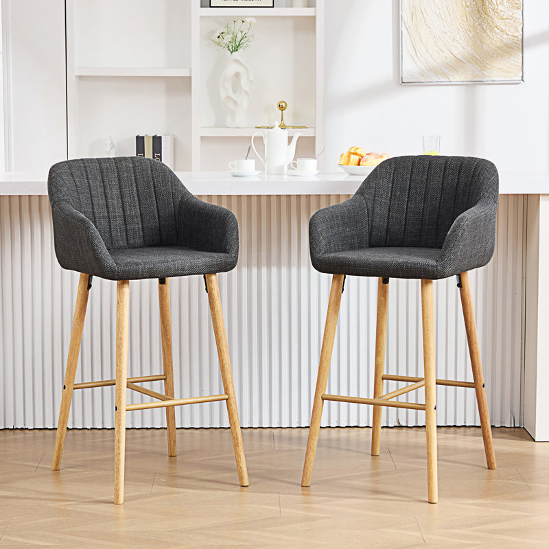 Ensemble de 2 tabourets de bar modernes, chaises hautes pour îlot de cuisine avec dossier, Noir
