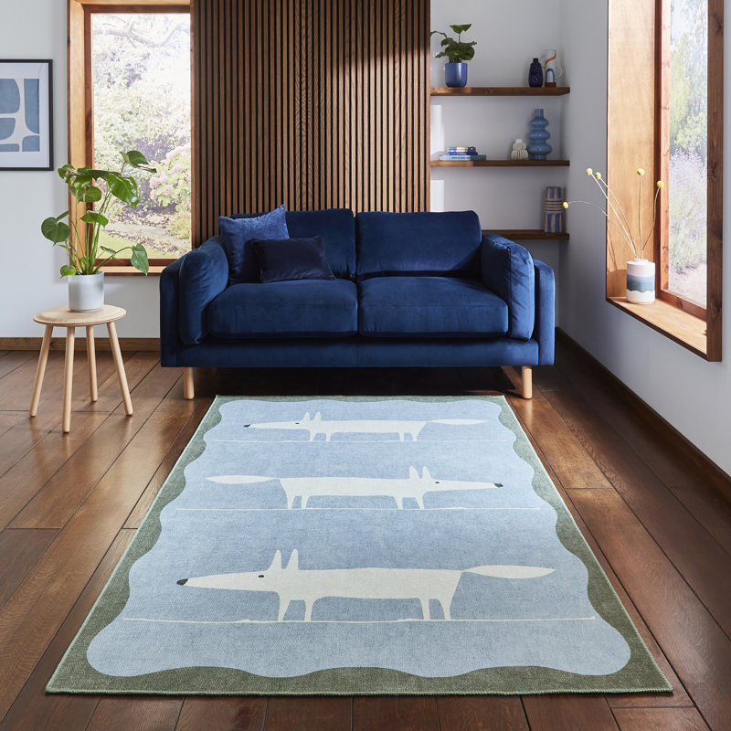 Scion Animal Print Digitally Printed 120cm X 170cm Area Rug, Blue, Rectangle 120 x 170 cm