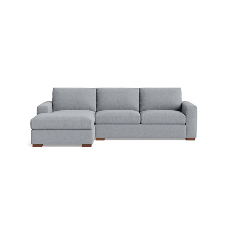 Couch Potato Chaise Sectional, Performance Weave - Zinc, Left Hand Facing