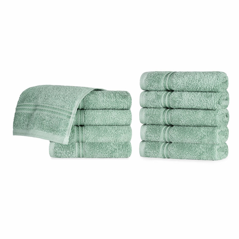 LuxSoft Standard Cotton Face Towel Set - 10-Piece Quick Dry, Absorbent Spa Essentials for Bathroom & Guest Bath