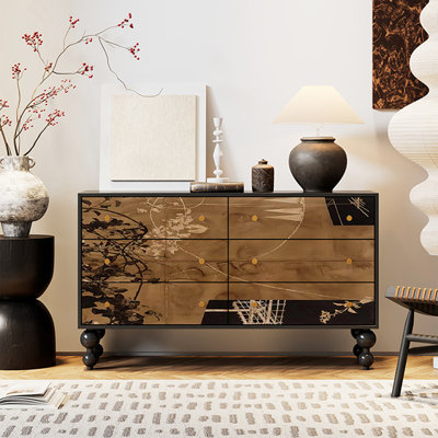 Modern Black Solid Wood Accent Cabinet