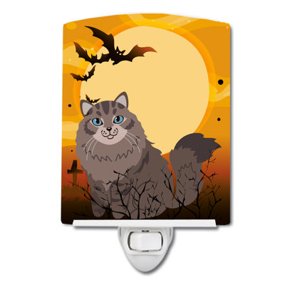 Halloween Siberian Cat Ceramic Night Light