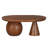 Leeds Coffee Table 38" Handmade Walnut Brown Mango Wood Oval Top, Round Ball And Cone Base