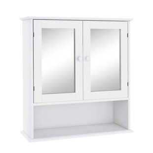 Armoire de salle de bain murale avec portes miroir et étagères Doule