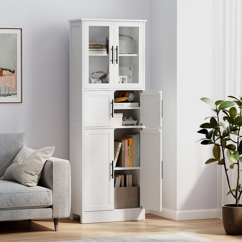 Armoire de rangement 67 po, 6 portes, 6 portes, blanc