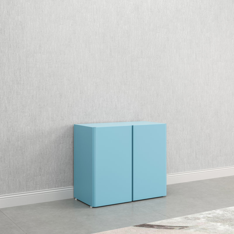 Modern Blue Steel Freestanding Storage Cabinet with Adjustable Shelves