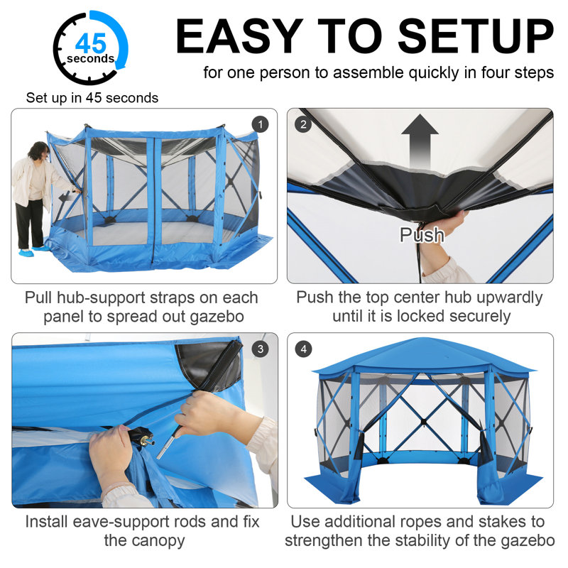 Starry Sky Top ,12x12 Portable Outdoor Camping Gazebowith Mosquito Nettings, Blue
