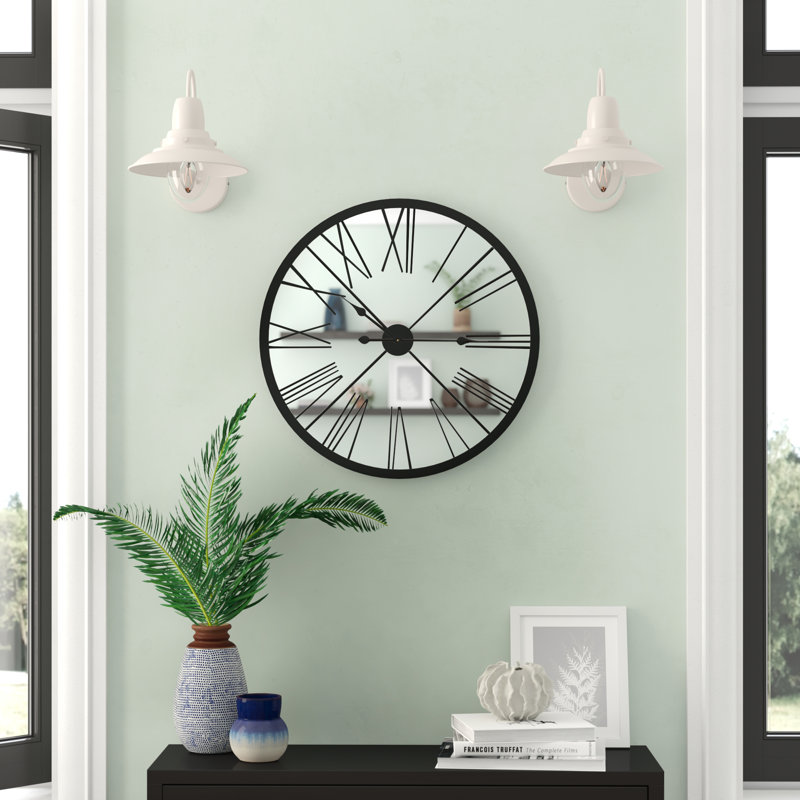 Oversized Quentin Rustic Metal Mirror Wall Clock - 70 cm / 27.5 in