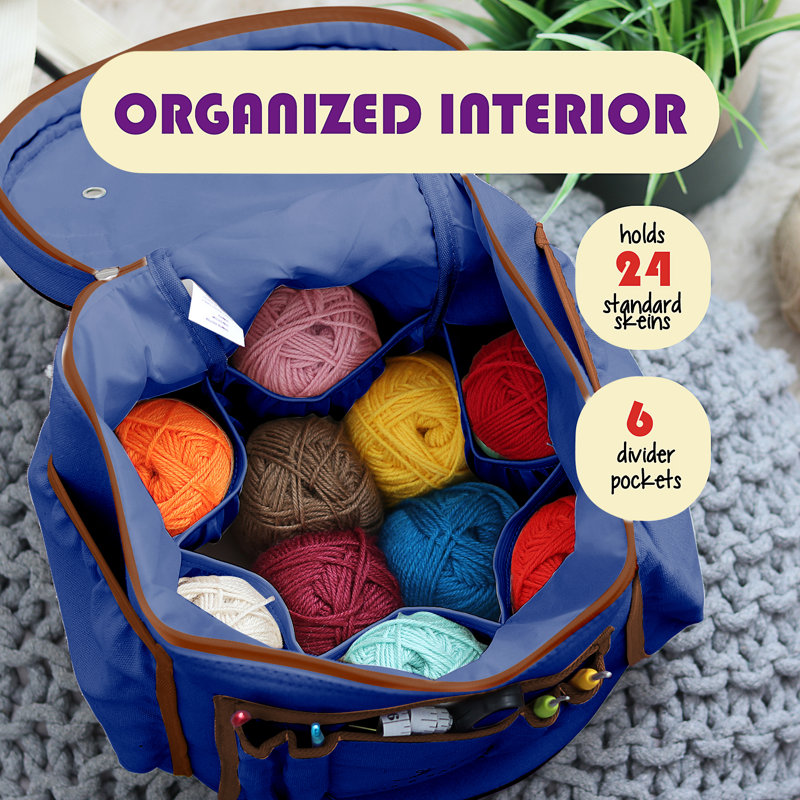 Crochet Bag and Accessories Organizer Case, Royal Blue