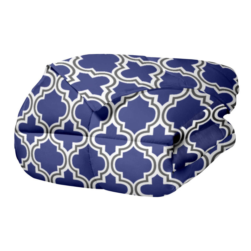 Navy Blue Geometric Down Alternative King Comforter Set