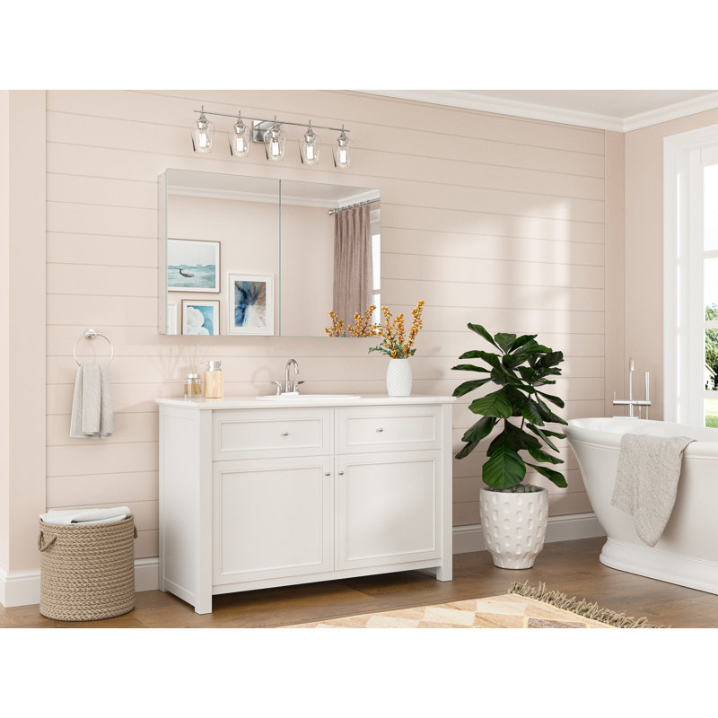Husai Recessed or Surface Mount Aluminum Frameless Medicine Cabinet With Mirrored Door and Adjustable Shelves, Silver