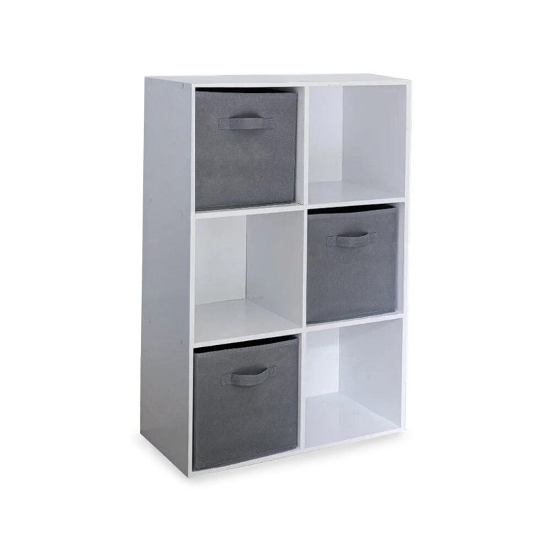 Northville 61cm W Cube Bookcase, White/Grey, (6 Shelves) 91cm H x 61cm W x 30cm D