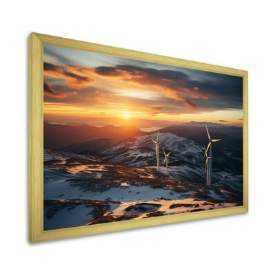 «Sunset Wind Turbines Mountain View VI - Wind Turbines», art mural