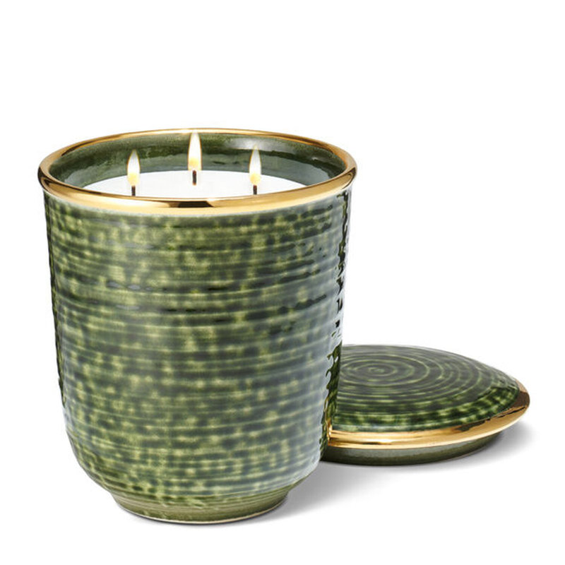 Forest Green Ceramic Scented Candle with Gold Lid