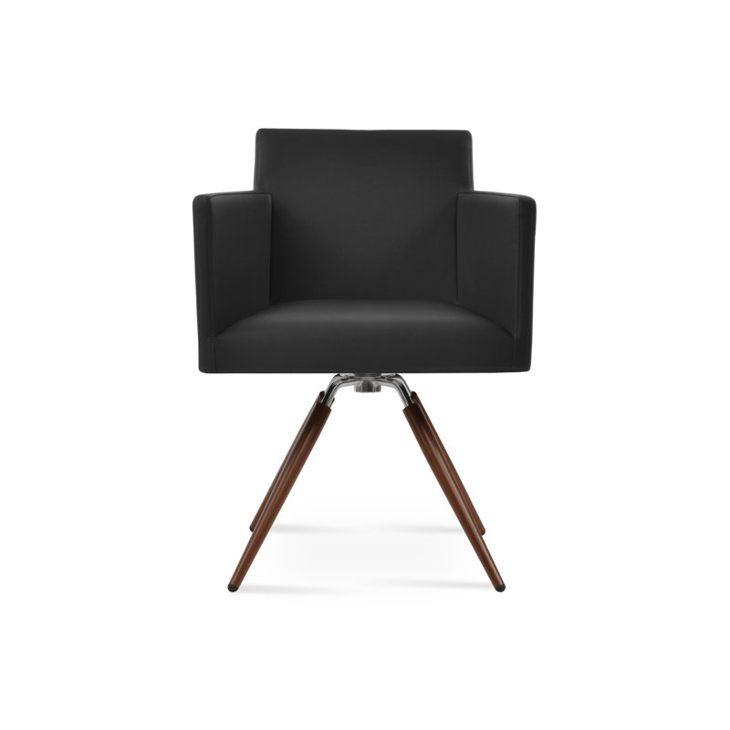 Fauteuil pivotant Harotte, Noir, Walnut