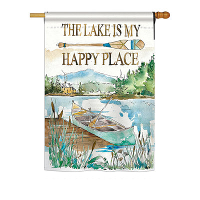 Drapeau de maison en polyester 40 x 28 po Belgrace Lake Is Happy Place Nature