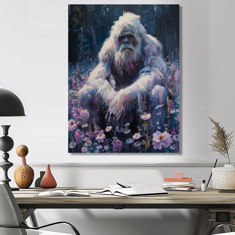 Décoration murale rose et gris Sasquatch Sanctuary I - Bigfoot, Métal métal, H 44 po x l 34 po x P 1,5 po