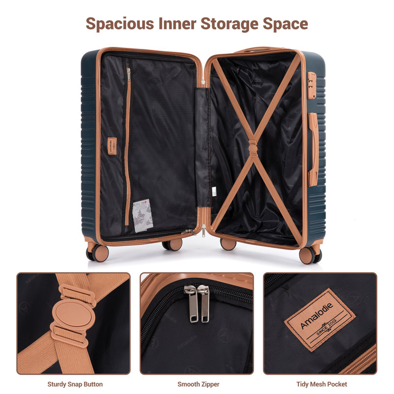 Ensemble de bagages 6 pièces, valise de voyage en ABS rigide avec verrou TSA, vert foncé