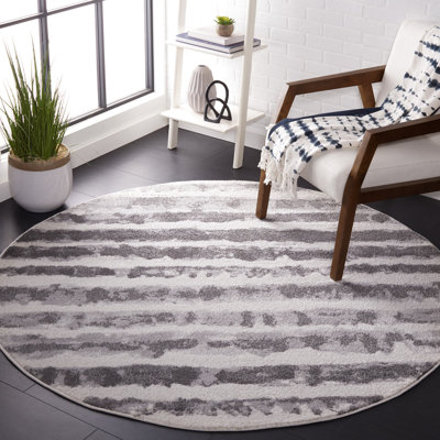 Bethlyn Striped Ivory/Charcoal Area Rug