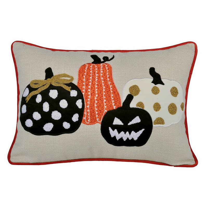 Coussin d'Halloween brodé citrouille d'Halloween