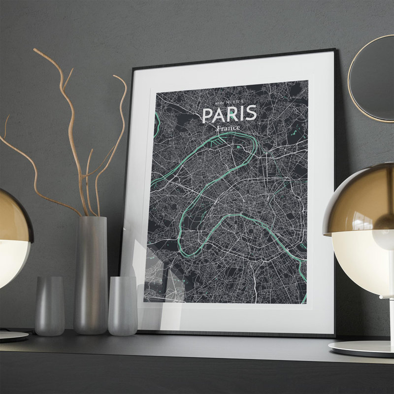 Paris City Map In Dream - No Frame Print, 27.6cm H x 19.7cm W x 0.05cm D