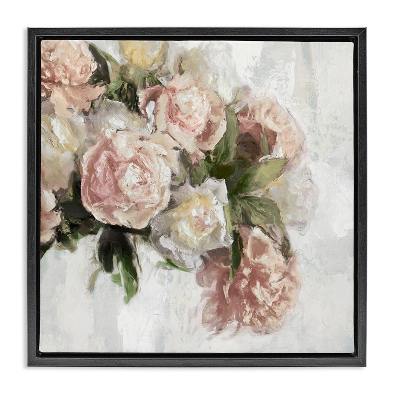 Arrangement de roses roses élégantes, H 18 po x l 18 po, Cadre flottant noir de jais