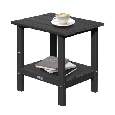 HDPE Double-Tier Rectangular Patio Table All Weather Outdoor Adirondack Side Table