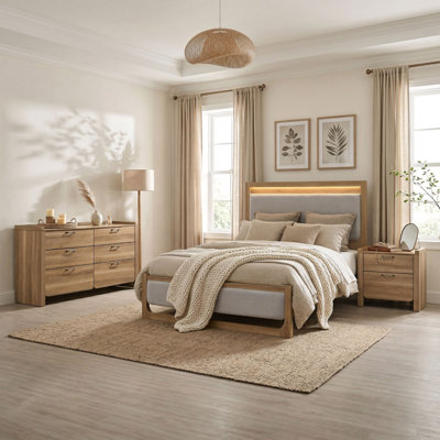Lunora 4-Piece Bedroom Set With LED Warm Light Headboard