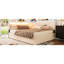 Structure de lit simple tapissier avec tête de lit, 2 tiroirs de rangement, DEL, charge, structure en bois massif, sans sommier, beige, sièges confortables, capitonnage d'inspiration Mid-Century, capacité de 1 200 lb