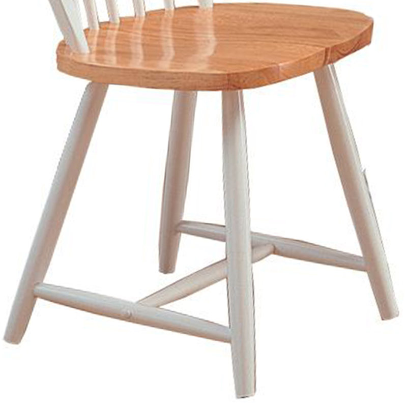 Danel Solid Wood Side Chair, White/Brown