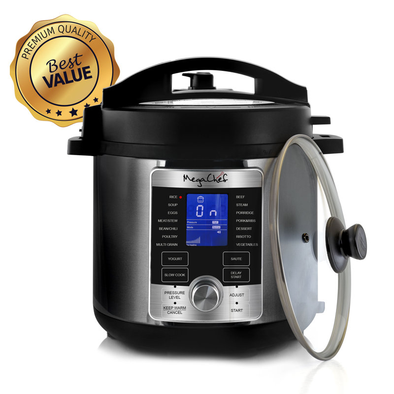 MegaChef 6 Qt Grey Stainless Steel Digital Pressure Cooker