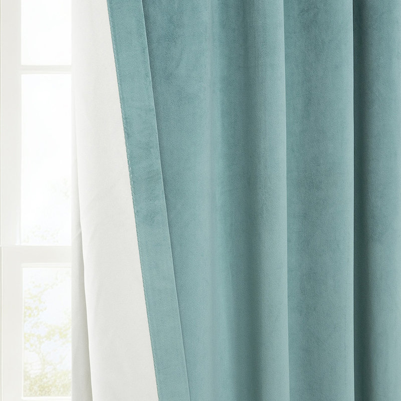 Olivia Velvet Blackout Curtain (1 Panel), Aqua Mist, 50" W x 96" L