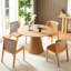 Table de salle à manger en bois de frêne avec plateau en bois franc de 45,68 po de style Mid-Century pour la cuisine et l'espace de vie
