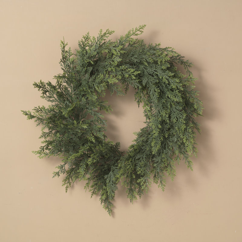 Couronne de Noël en pin naturel, effet réaliste, 61 cm de diamètre